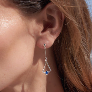 BKK Star Drop Earrings - Blue Spinel - Sterling Silver