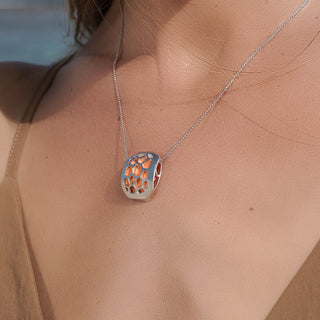 Hexagon Coral Pendant - Shophouse Olive - Sterling Silver