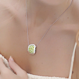 Hexagon Coral Pendant - Pomelo Green - Sterling Silver