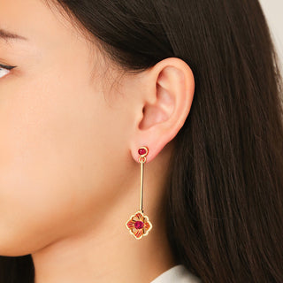 Forbidden Spring Drop Earrings - Gold Vermeil - Ruby