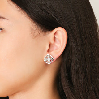 Forbidden Spring Large Stud Earrings - Sterling Silver - Moonstone