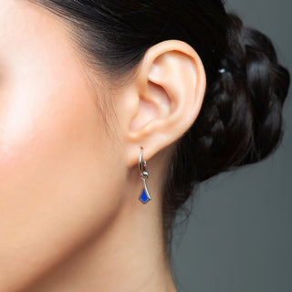 BKK Star Huggies -  Blue Resin - Sterling Silver