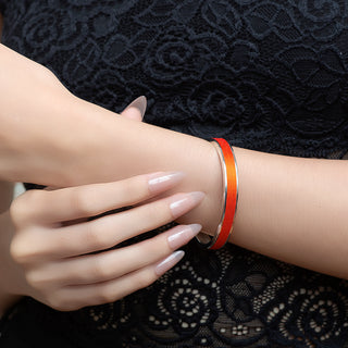 Edge Bangle - Lava Orange - Sterling Silver