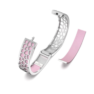 Hexagon Coral Bangle - Frangipani Pink - Rhodium
