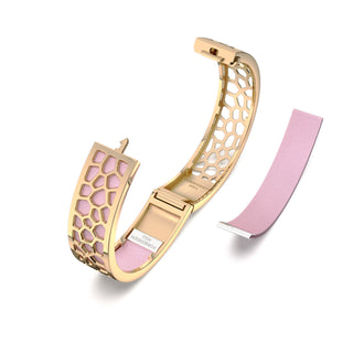 Hexagon Coral Bangle - Frangipani Pink - Gold