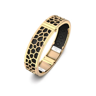 Hexagon Coral Bangle - Obsidian Black - Gold