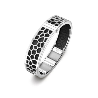 Hexagon Coral Bangle - Obsidian Black - Rhodium