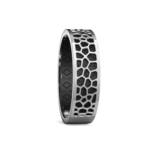 Hexagon Coral Bangle - Obsidian Black - Rhodium