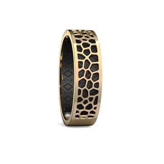 Hexagon Coral Bangle - Obsidian Black - Gold