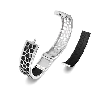 Hexagon Coral Bangle - Obsidian Black - Rhodium