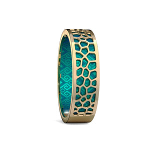 Hexagon Coral Bangle - Andaman Green - Gold