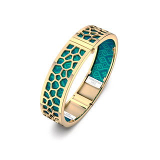 Hexagon Coral Bangle - Andaman Green - Gold