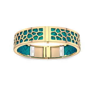 Hexagon Coral Bangle - Andaman Green - Gold