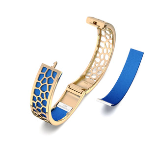 Hexagon Coral Bangle - Celestial Blue - Gold