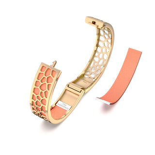 Hexagon Coral Bangle - Crossandra Orange - Gold