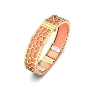 Hexagon Coral Bangle - Crossandra Orange - Gold
