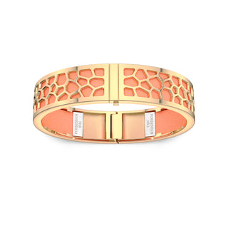 Hexagon Coral Bangle - Crossandra Orange - Gold
