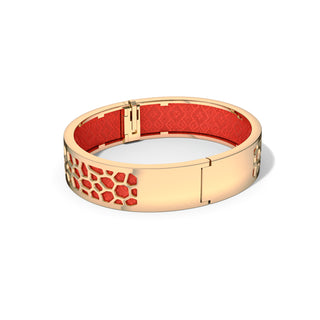 Hexagon Coral Bangle - Dragon Red - Gold