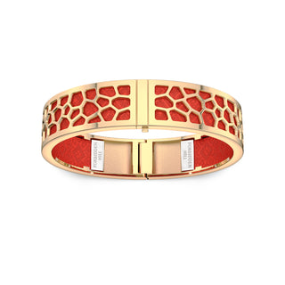 Hexagon Coral Bangle - Dragon Red - Gold