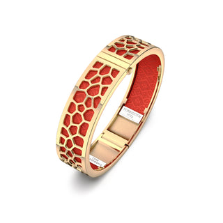 Hexagon Coral Bangle - Dragon Red - Gold