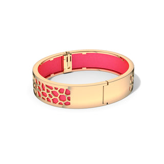 Hexagon Coral Bangle - Dragonfruit Pink - Gold