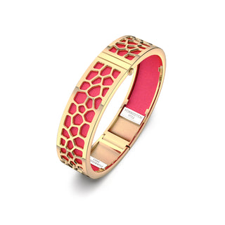 Hexagon Coral Bangle - Dragonfruit Pink - Gold