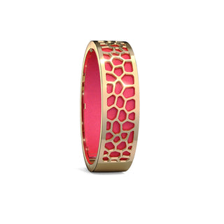 Hexagon Coral Bangle - Dragonfruit Pink - Gold