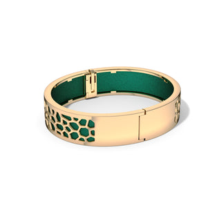 Hexagon Coral Bangle - Emerald Green - Gold