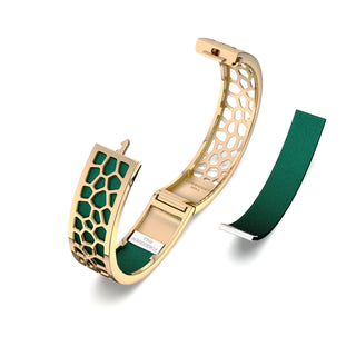 Hexagon Coral Bangle - Emerald Green - Gold