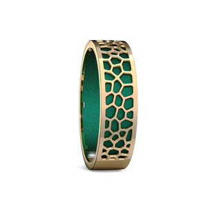 Hexagon Coral Bangle - Emerald Green - Gold