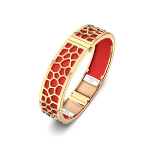 Hexagon Coral Bangle - Firecracker Red - Gold