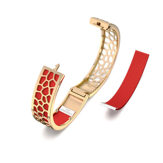 Hexagon Coral Bangle - Firecracker Red - Gold
