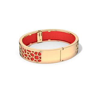Hexagon Coral Bangle - Firecracker Red - Gold