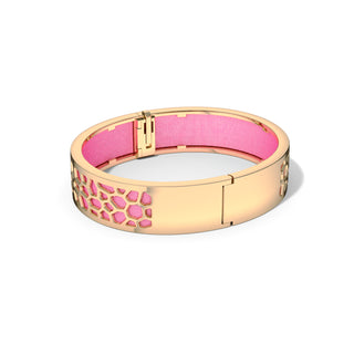 Hexagon Coral Bangle - Guava Pink - Gold