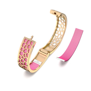 Hexagon Coral Bangle - Guava Pink - Gold