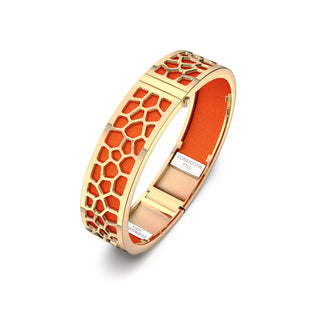 Hexagon Coral Bangle - Lava Orange - Gold