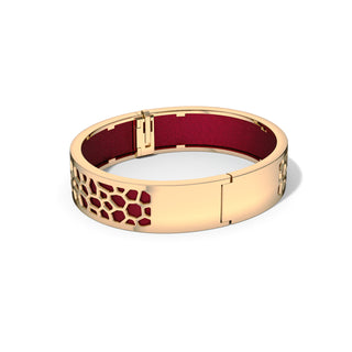 Hexagon Coral Bangle - Majestic Ruby - Gold