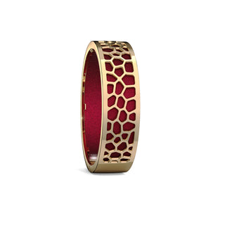 Hexagon Coral Bangle - Majestic Ruby - Gold