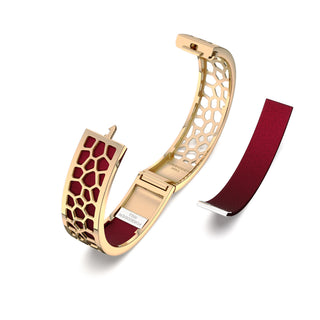 Hexagon Coral Bangle - Majestic Ruby - Gold