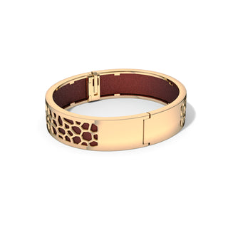 Hexagon Coral Bangle - Mangosteen Red - Gold