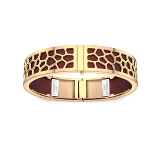 Hexagon Coral Bangle - Mangosteen Red - Gold