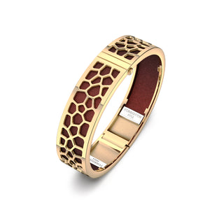 Hexagon Coral Bangle - Mangosteen Red - Gold
