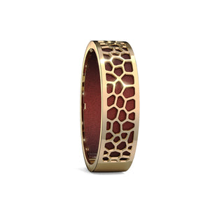 Hexagon Coral Bangle - Mangosteen Red - Gold