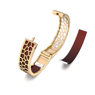 Hexagon Coral Bangle - Mangosteen Red - Gold