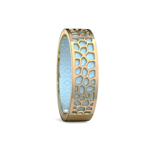 Hexagon Coral Bangle - Mist Blue - Gold