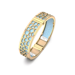 Hexagon Coral Bangle - Mist Blue - Gold