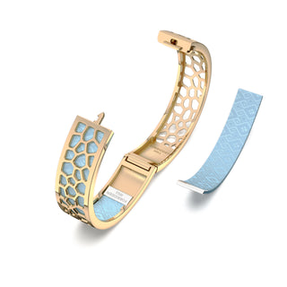 Hexagon Coral Bangle - Mist Blue - Gold