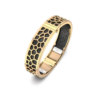 Hexagon Coral Bangle - Obsidian Black - Gold