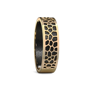 Hexagon Coral Bangle - Obsidian Black - Gold