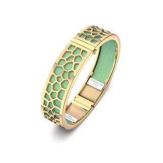 Hexagon Coral Bangle - Palm Tree Green - Gold